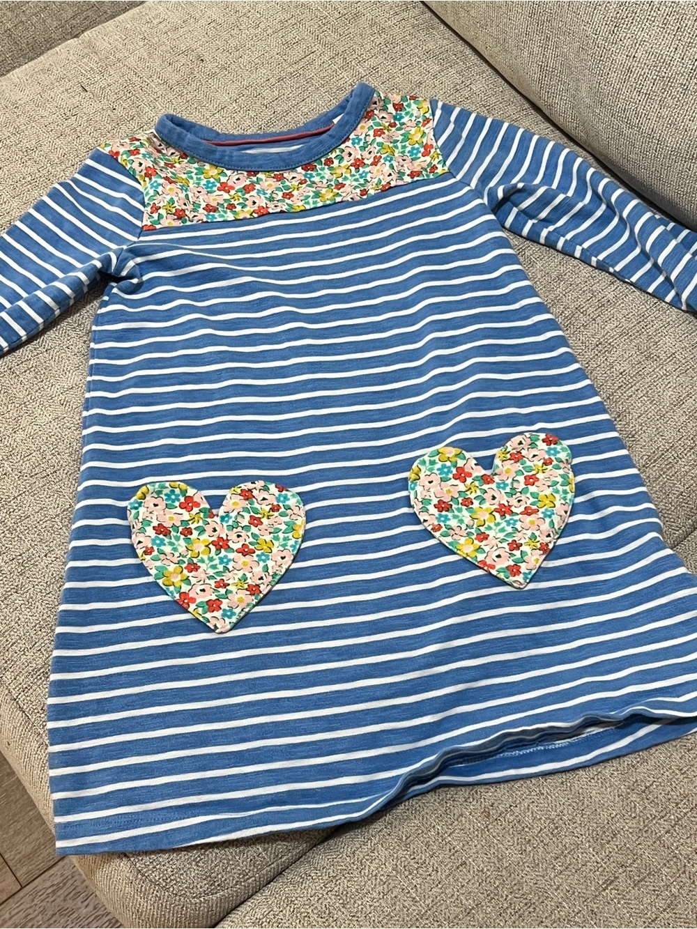 NWOT MINI BODEN jersey heart dress Striped Floral Heart girls dress